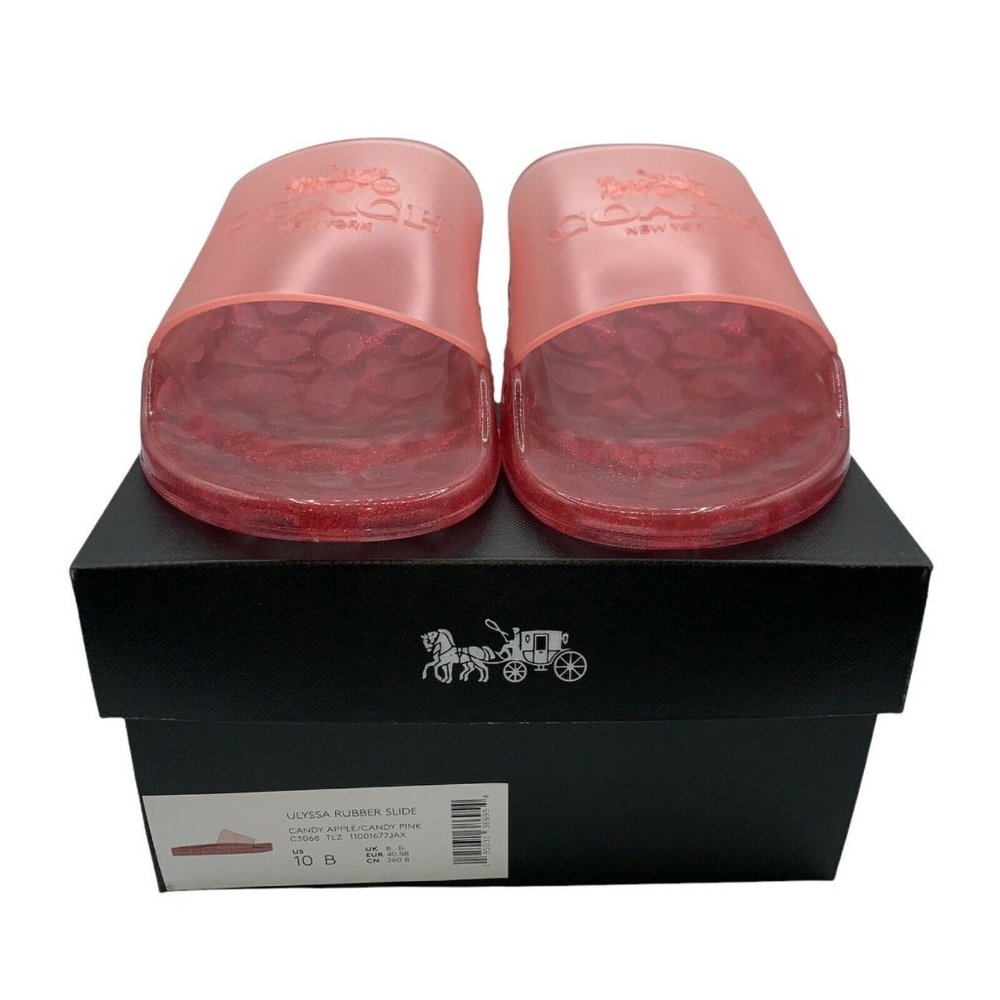 Coach Ulyssa Slide NWT Womens Size 10 Rubber Candy Apple Pink Slip On Sandals - Picture 8 of 11